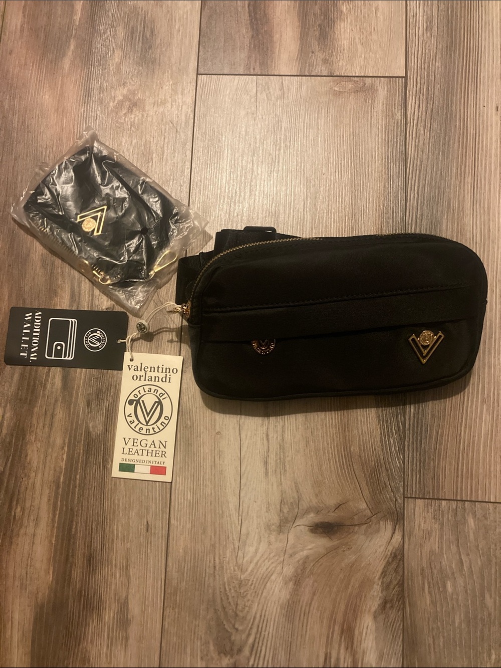 Valentino Orlandi Black Crossbody Beltbag NWT w/ Extra Wallet